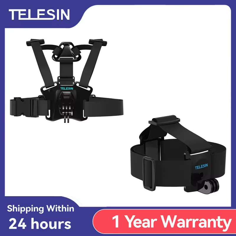 TELESIN Action Camera Head Strap Chest Belt Mount Mount For GoPro Hero 11 10 9 8