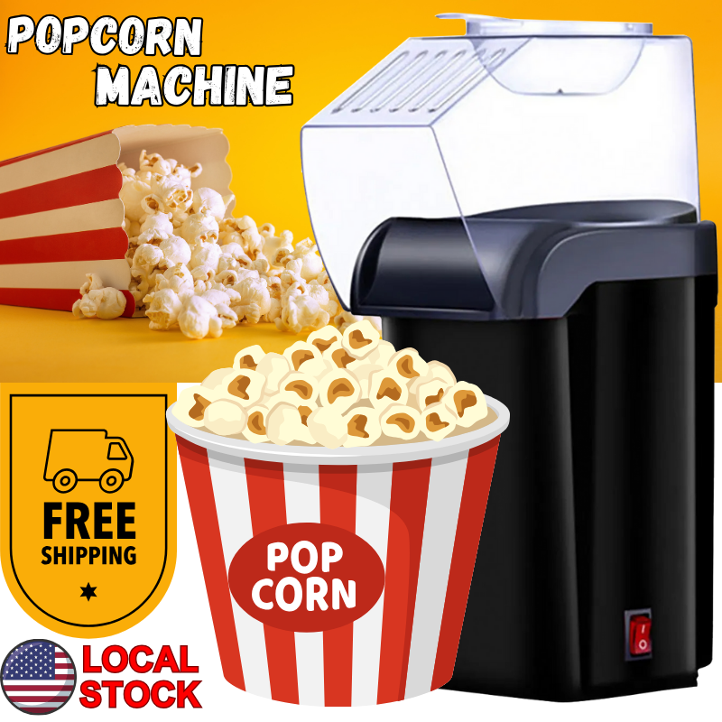 Popcorn Machine US 1200W Hot Air Electric Popper Kernel No Oil BPA-Free for Home