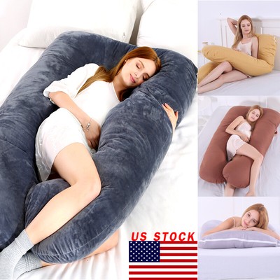 US Full Body Maternity Bed Pregnancy Pillow U Shape Comfortable Cotton Support