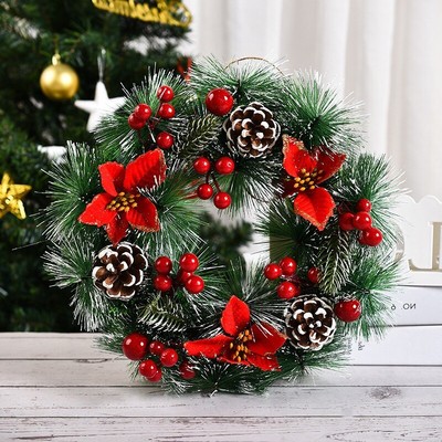 Christmas Pine Cones Berries Wreath Garland Front Door Ornaments Wall Home Decor