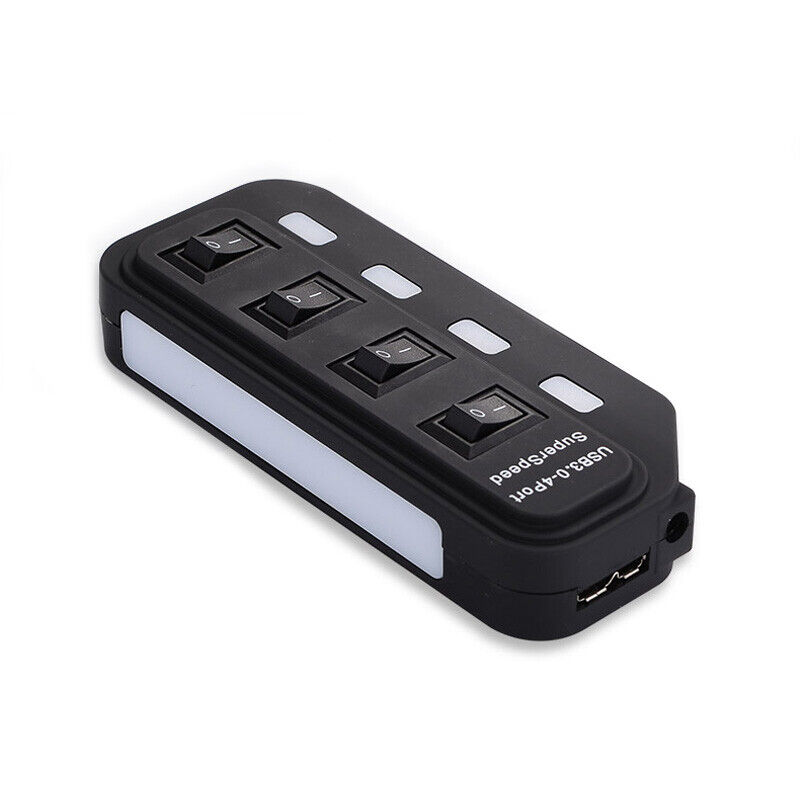 High Speed 4 Port Usb3.0 Usb 3.0 Hub On / Off Switch With Power Adapter For Pc