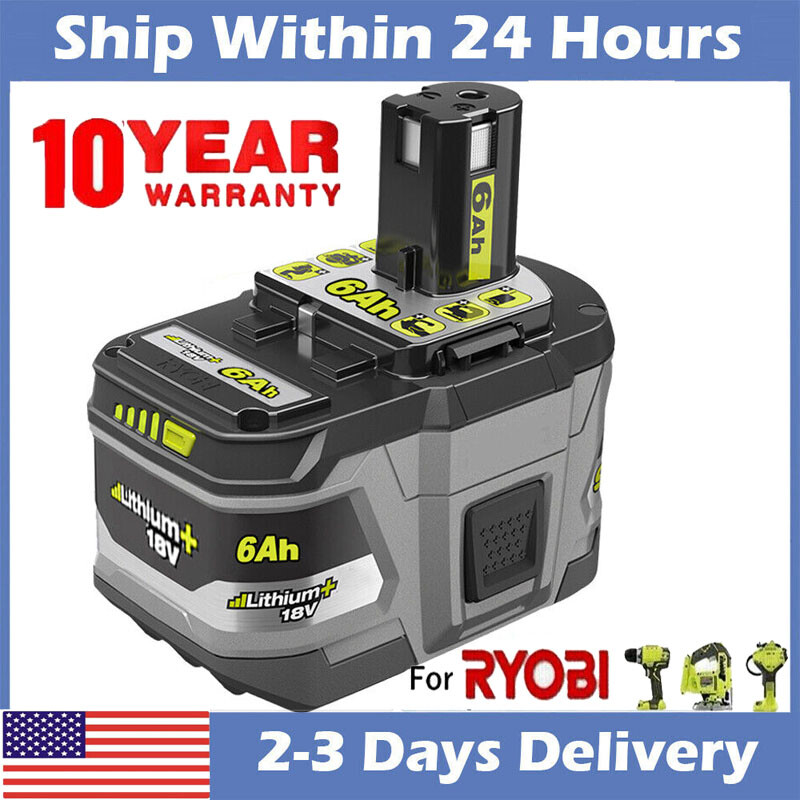 Battery 6.0AH For RYOBI P108 18V 18Volt One+ Plus High Capacity Lithium-ion P102
