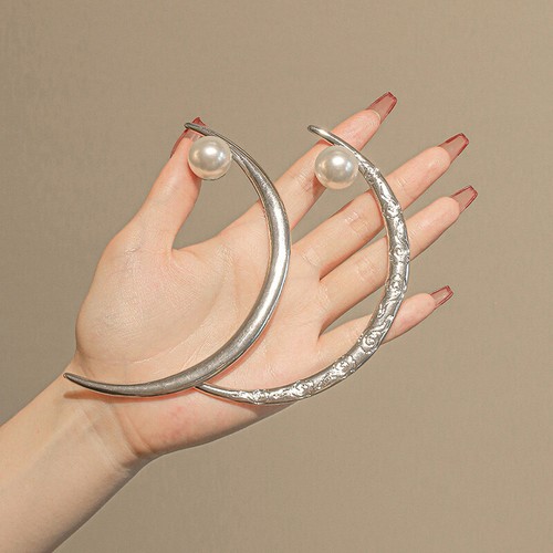 Crescent Moon Hair Fork Handmade Metal Hair Stick Womens