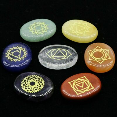 7PCS Chakra Balancing Stones Crystal Reiki Healing Energy Palm Natural Gemstone