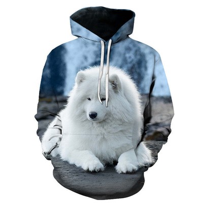 Fast sell foreign trade fox wolf 3D digital printing trend men''s sweater manufa