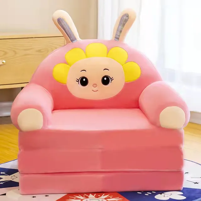 H Foldable Kids Sofa Backrest Armchair 2 in 1 Foldable Children Sofa Cute Cartoo