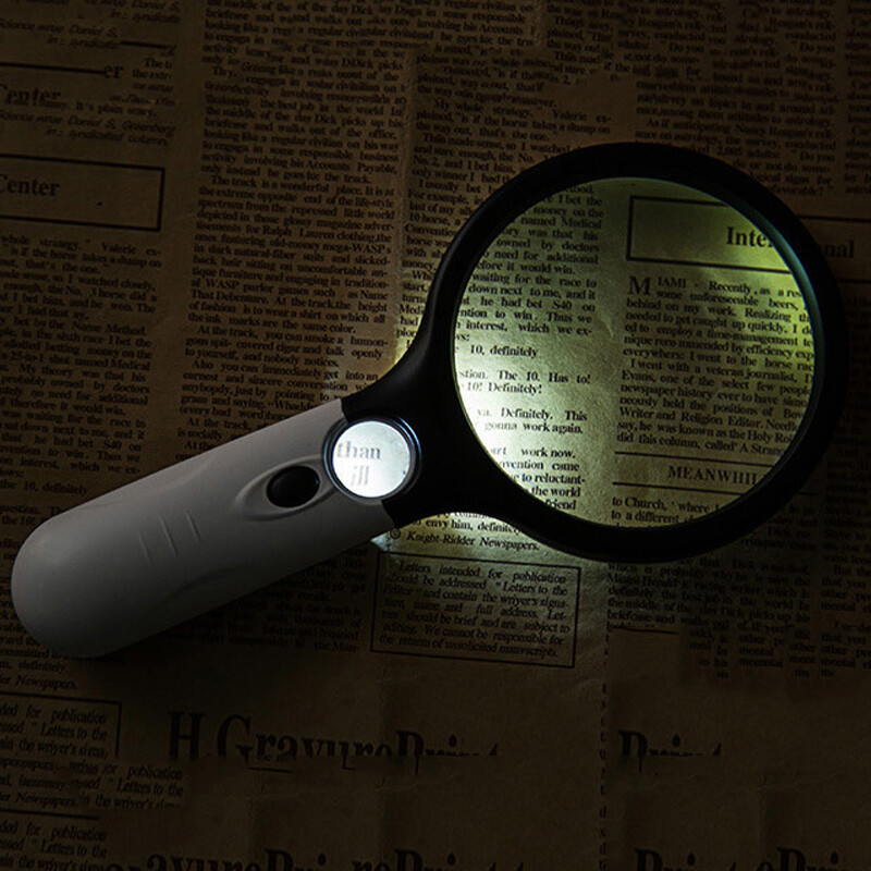 3 LED Light 45X Handheld Magnifier Reading Magnifying Glass Jewelry Loupe