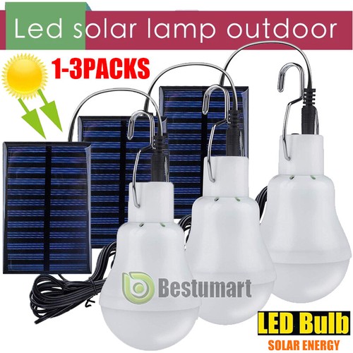 Portable Solar Panel LED Light Bulb Tent Lamp Yard Garden Camping Indoor/Outdoor