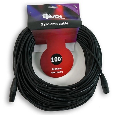 VRL 5 Pin DMX DJ Light Cable Pack 2-100ft  2-50ft  2-25ft  4-10ft  4-5ft  4- 2ft