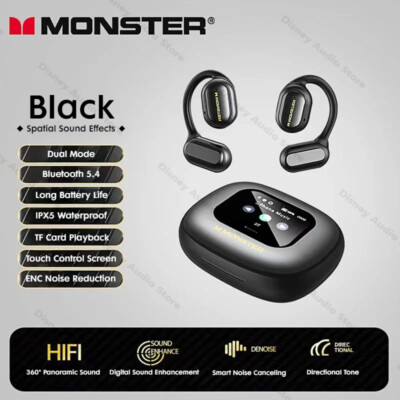 Monster Smart Touch Screen Bluetooth 5.4 Earphones Sports OWS Wireless Headphone