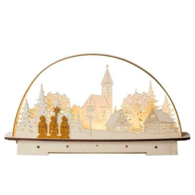 Saico Germany Large 18'' Wooden LED Christmas Light Arch CAROLERS Erzgebirge NIB