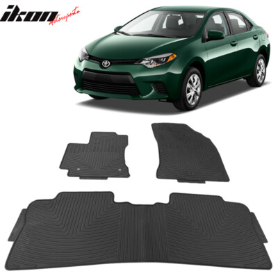 Fits 14-19 Toyota Corolla Heavy Duty Black Latex Floor Mats Front & Second Row