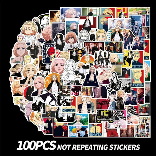 100PCS Anime Tokyo Revengers Vinyl Stickers Skateboard Laptop Luguage DIY Decals