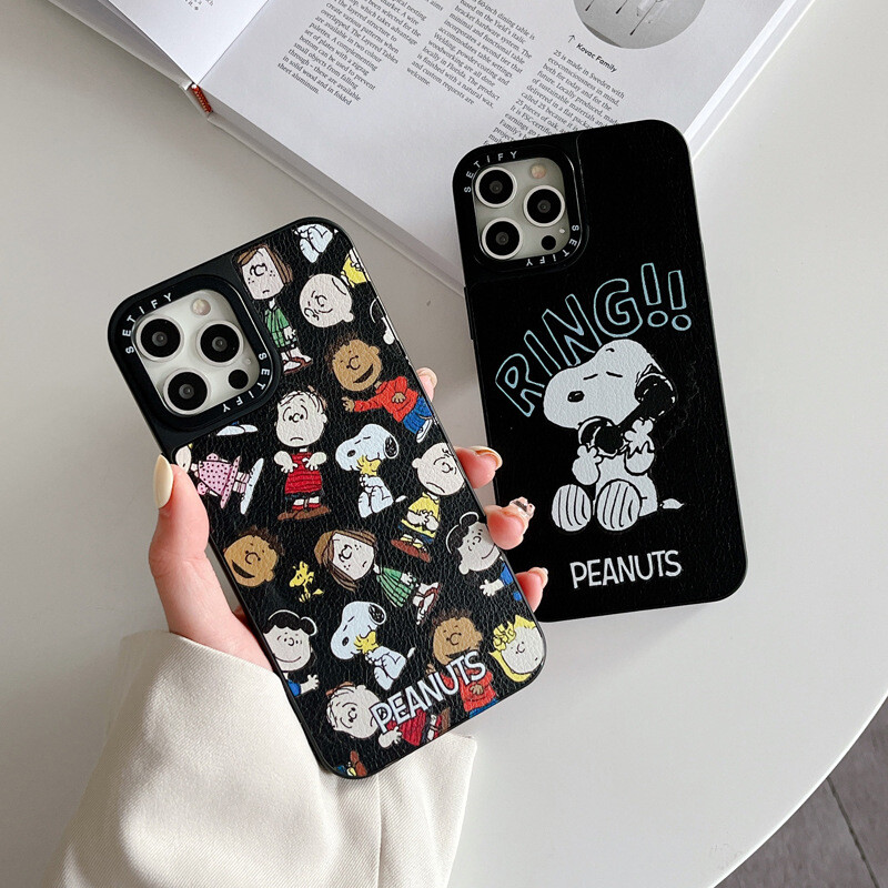 iPhoneアクセサリー Peanuts x CASETiFY iPhone13 iPhone 13 CASETiFY x Peanuts Snoopy Cute Leather Matte