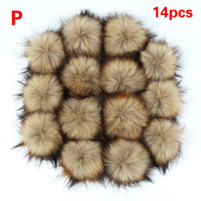 12/14pcs DIY Craft Faux Fur Fluffy Plush Ball For Hat Keychain Accessories