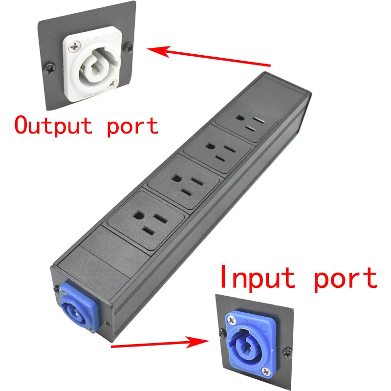 Neutrik Compatible PowerCon to 5-15 Edison Power Strip Distro Quad Box Extension