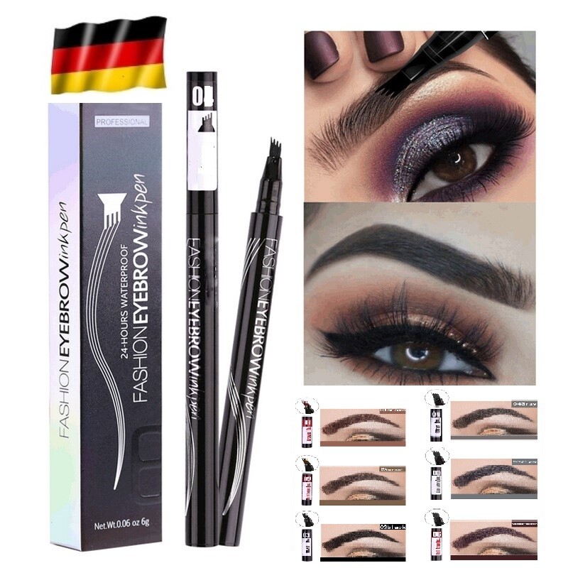 NEU 6 Farben Wasserfester Microblading Gabelspitze Augenbrauenstift Tattoo Stift