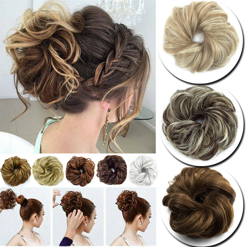 Uk Curly Messy Bun Scrunchie Wave Hairpiece Updo Cover Ponytail