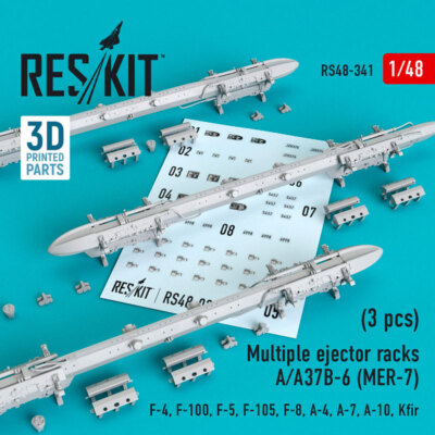 1/48 F-4/100/5/105/8, A-4/7/10, Kfir Ejector Racks A/A37B-6 MER-7 (3pcs)