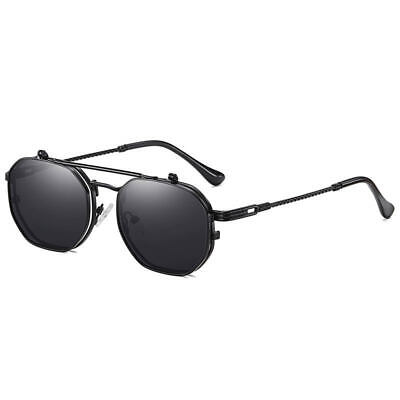 Retro Flip-Up Sunglasses Steampunk Vintage Glasses Classic Metal Frame Eyewear