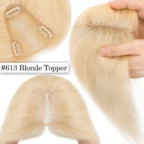 Free Part Lace Base Clip in 100% Remy Human Hair Women Topper Toupee Hairpiece