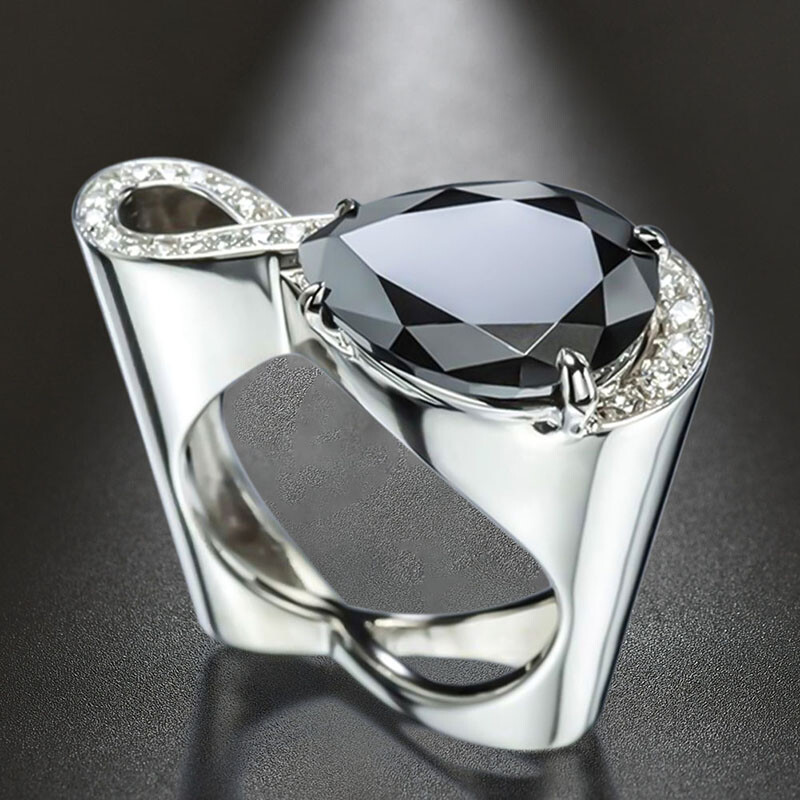 Ringe Damen Irregular 8 Form Hoch Carbon Diamant Edelstein Schwarzer Schmuck Xkj Uhren Schmuck Sticisce Sredisce Si