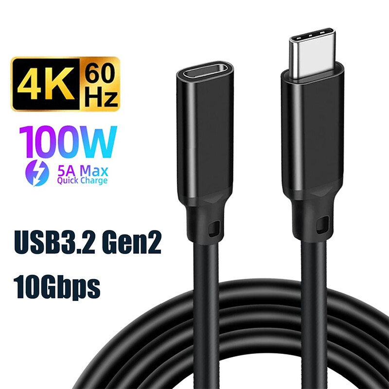 Heavy Duty USB C Male to Female Cable Type C Fast Charging Charger Cord PD 100W