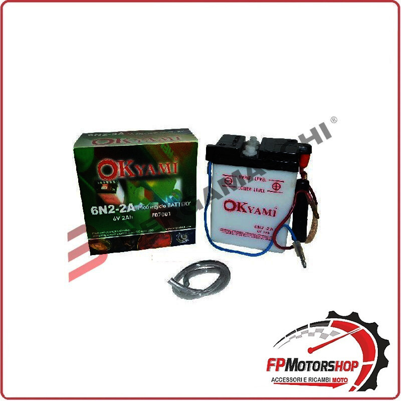 BATTERIA PER MOTO OKYAMI 6N2-2A 6V 2AH 70X47X97MM YAMAHA TT