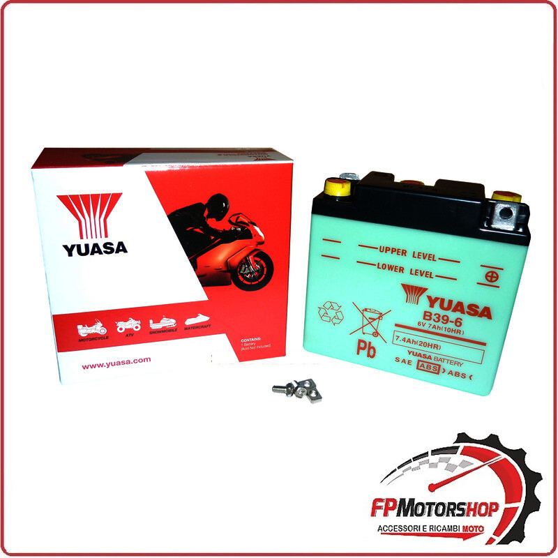 BATTERIA PER MOTO YUASA B39-6 6V 7AH 126X48X126MM AERMACCHI CHIMERA BMW