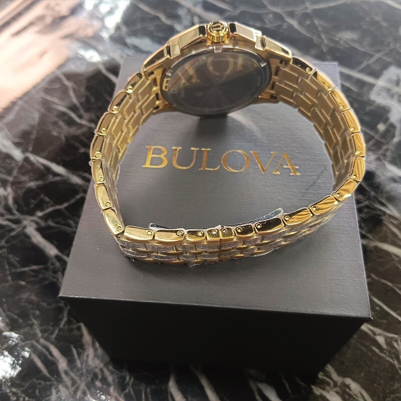 Pre-owned Bulova 98c126 Men's Crystal Octava Quartz Watch Silver Gold Dial 41.5mm