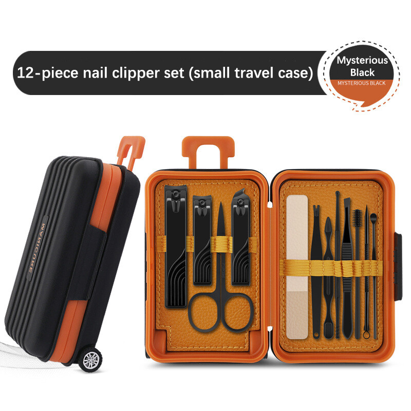 12Pcs/Set Nail Clippers Manicure Pedicure Set Creative Luggage Shape