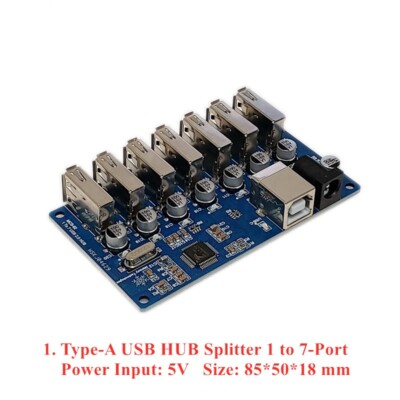 USB 2.0 HUB Splitter 1 to 7 Port Hub USB Expansion Module with Acrylic Case