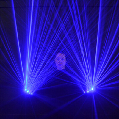 2in1 LED Light Laser Gloves DJ Dancer Stage Show Bar Party 100% Pure Blue Glove