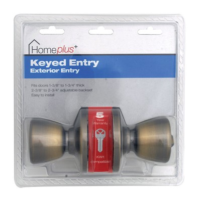 Home Plus LA2101 ANSI Grade 3 Antique Brass Steel Entry Lockset 1-3/4 Thick in.