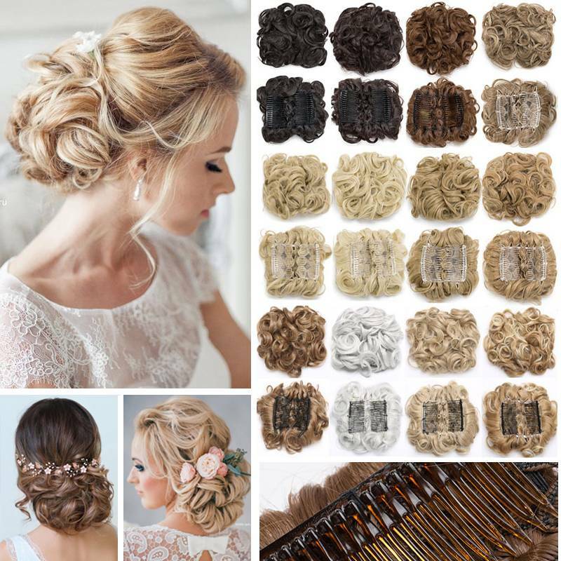85g Big Natural Real Thick Ponytail Chignon Updo Messy Bun Curly