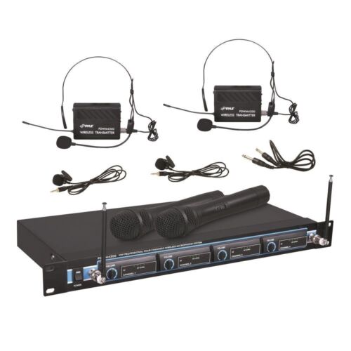 Sound Around Pyle VHF Wireless Rack Mount Microphone System, 2 Handheld