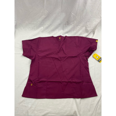 WonderWink Scrub Top Shirt 6016 Bravo Women's 2X Plus Red V Neck Pockets New
