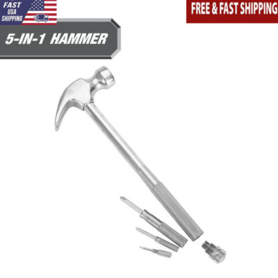 5-in-1 Hammer Screwdrivers Set Chrome Plated Rust Resistant Hand Tools New