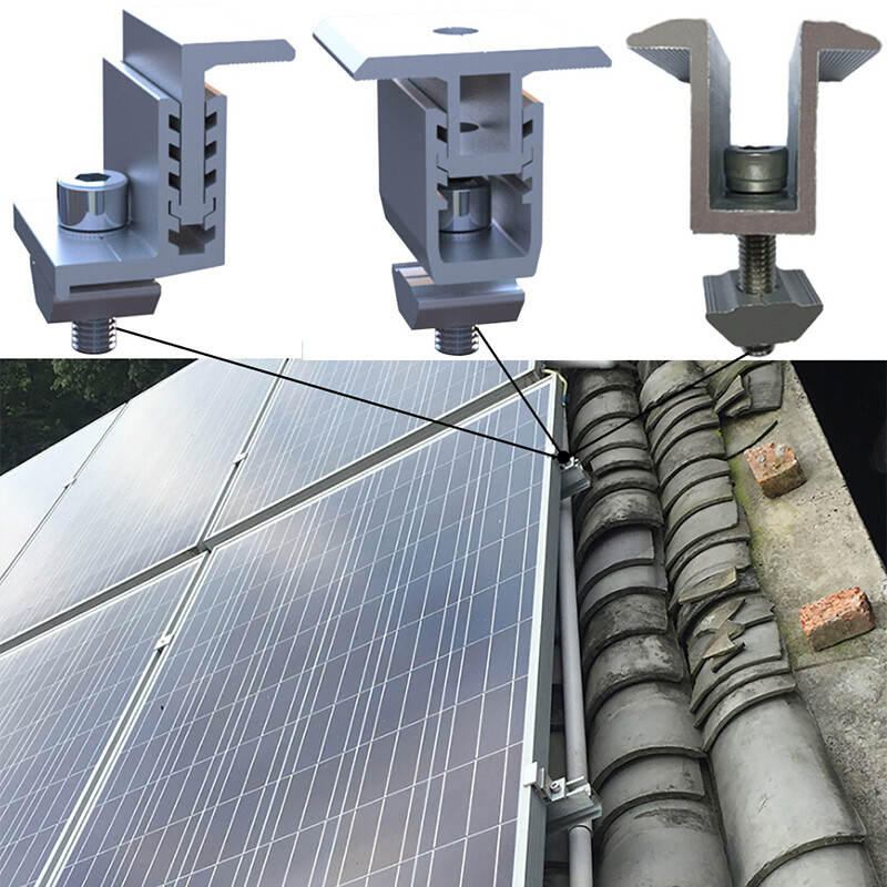 Solar Panel PV Bracket Roof Adjustable For 19mm--55mm Framed End Mid Clamp_xi