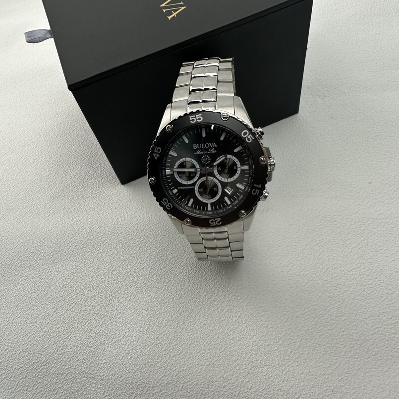 Pre-owned Bulova Marine Star/98b401 Chronograph Grey Dial 41.5mm Quartz Men's-watch
