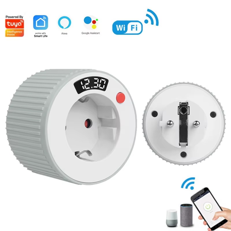 Tuya Smart Plug WIFI EU 16A 3680W Socket Rotatable Countdown LCD Display Timing
