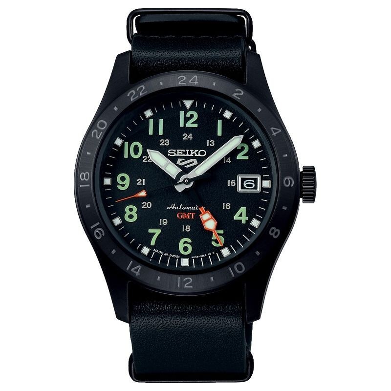 Pre-owned Seiko Psl  5 Sports Sbsc013 Field Sports Gmt Mechanical Automatic Watch Black