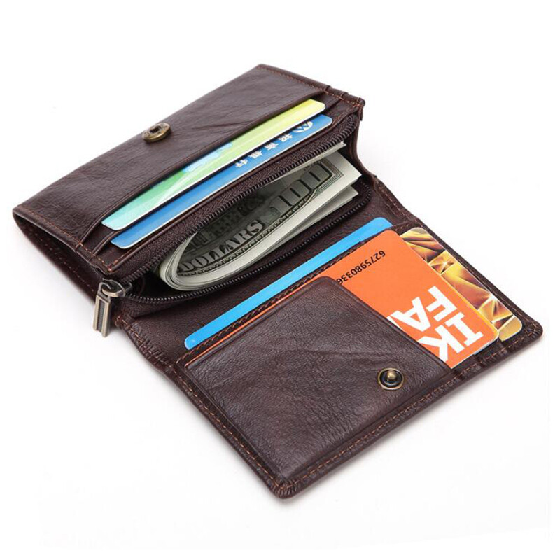 Mens Mini Leather RFID Wallet Slim Small ID Credit Card Holder Coin Zipper Purse | eBay