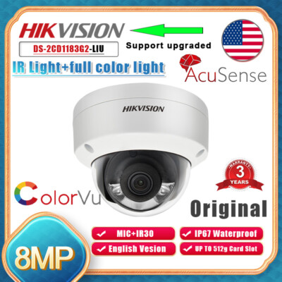 Hikvision 4K 8MP ColorVu Dome IP Camera DS-2CD1183G2-LIU Smart Hybrid Light POE