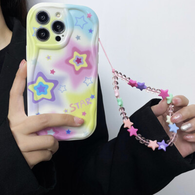 For Various Phone 2D Cute Cream Stars +Bracelet Case Cover Back Women Girl Hot