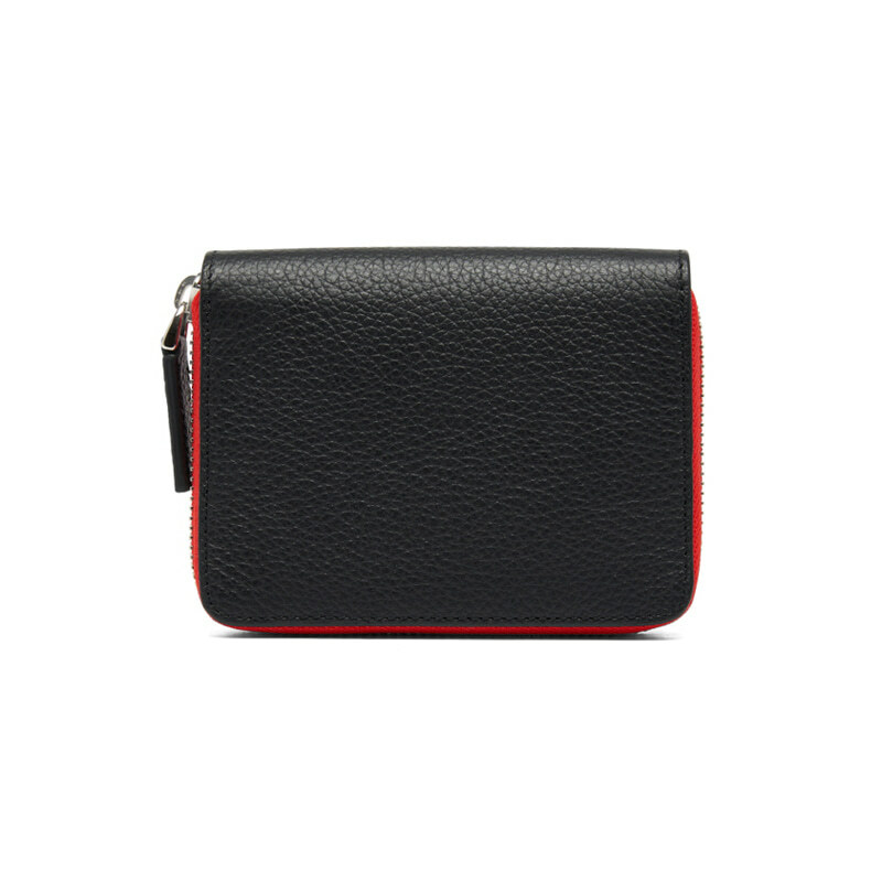 Pre-owned Montblanc Genuine  Meisterstück Natural Leather Coin Wallet Purse Pouch Pocket In Black & Red