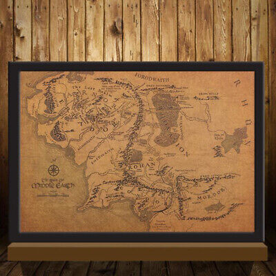 TIE LER Vintage Middle Earth Map On Poster Home Decor Wall Sticker 51x35.5c.HO
