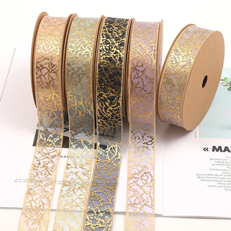 Flower Packaging Decor Bronzing Jacquard Organza
