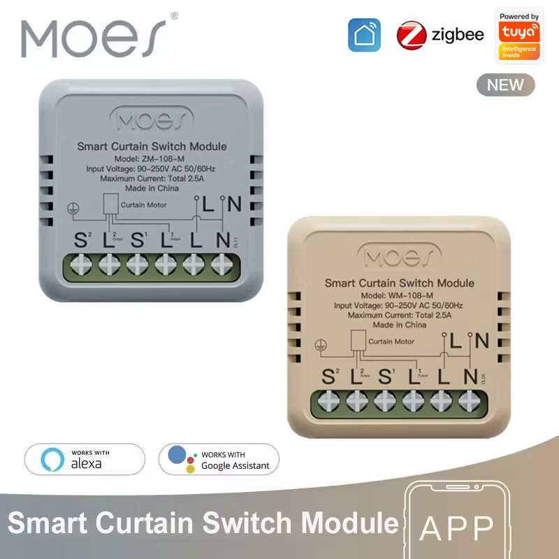 Tuya WiFi/ZigBee Smart Curtain Switch Mini Module For Rocker Reset Switch, App R