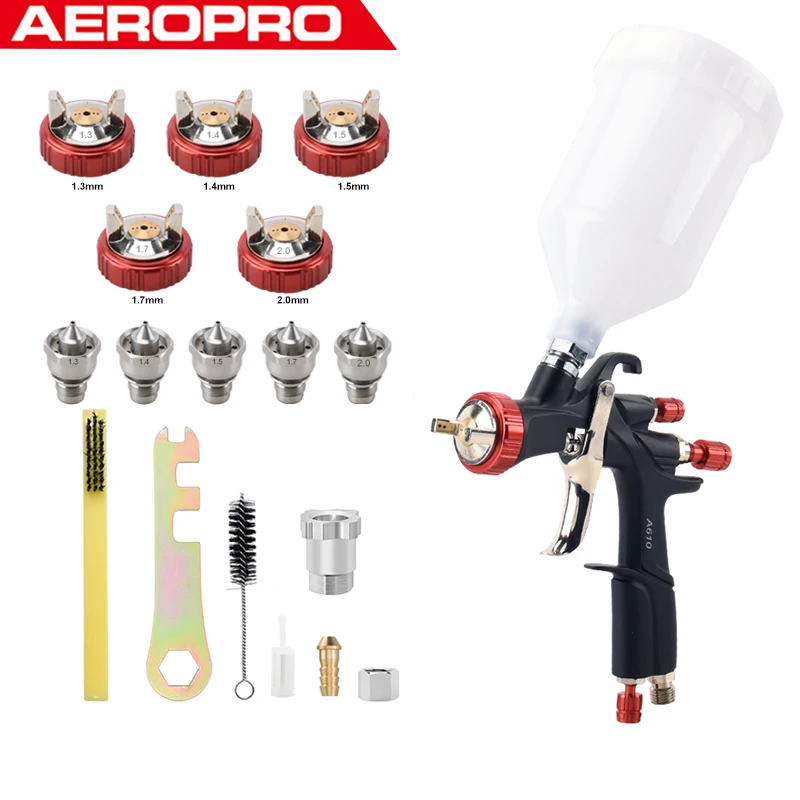 LVLP Spray Gun Paint Spray Gun A610+Material pot interface Car Painting Gun Wate